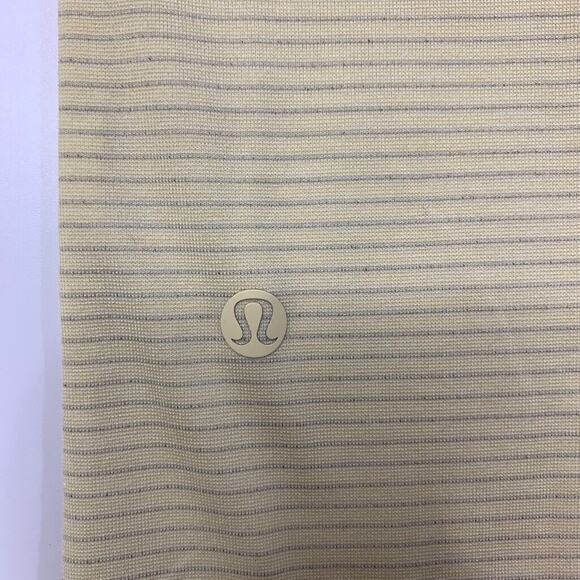 Lululemon Polo Shirt Mens L Large SLIM Fit Pale Yellow Gray Striped Short Sleeve - Picture 8 of 10